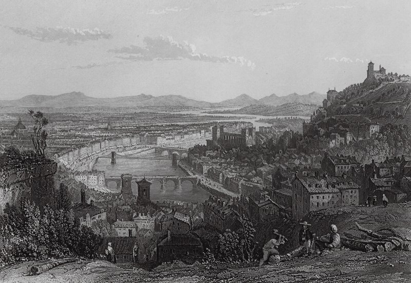 Lyon, von La Croix Rousse von Thomas (after) Allom