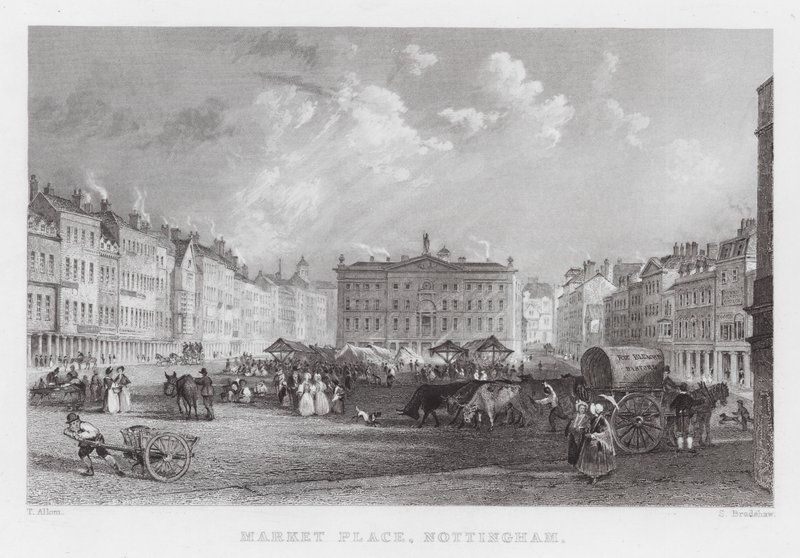 Marktplatz, Nottingham von Thomas (after) Allom