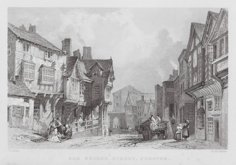 Old Bridge Street, Chester (Stich) von Thomas (after) Allom