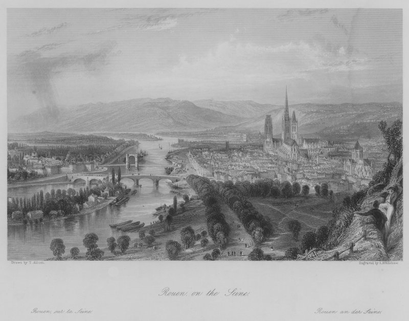Rouen an der Seine (Stich) von Thomas (after) Allom