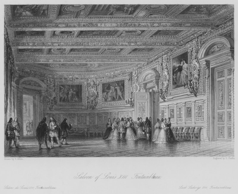 Salon von Louis XIII., Fontainebleau (Stich) von Thomas (after) Allom