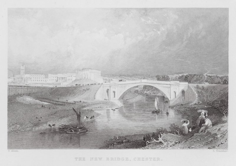 The New Bridge, Chester (Stich) von Thomas (after) Allom