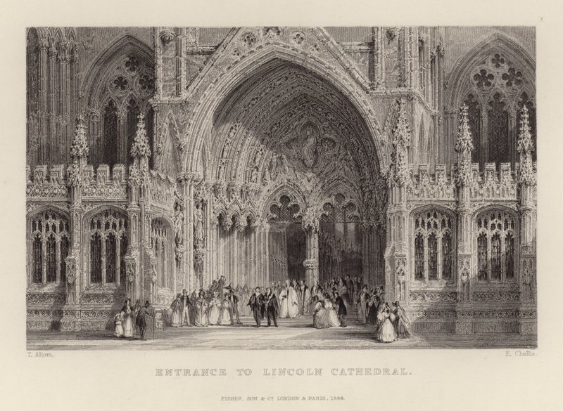 Eingang zur Kathedrale von Lincoln von Thomas Allom