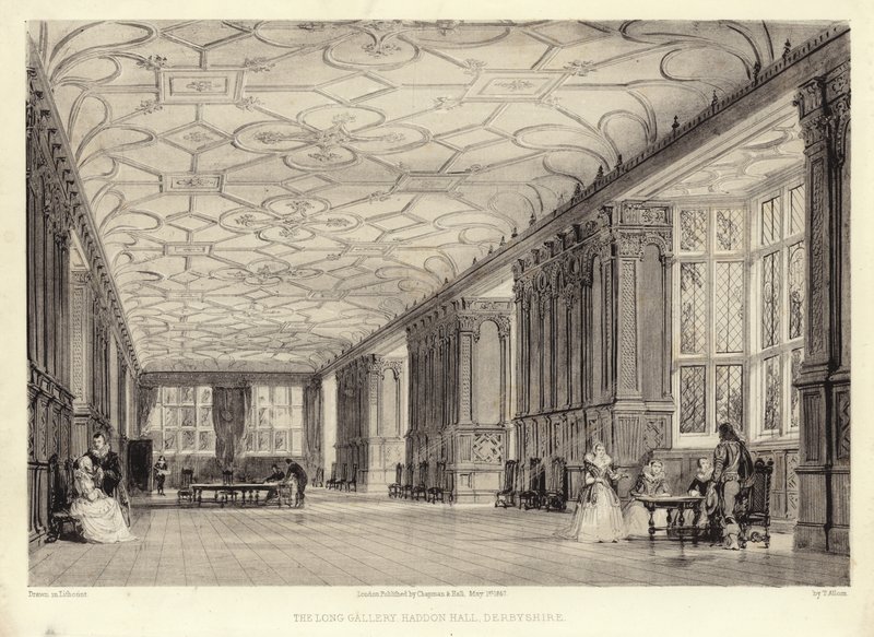 Die lange Galerie, Haddon Hall, Derbyshire von Thomas Allom