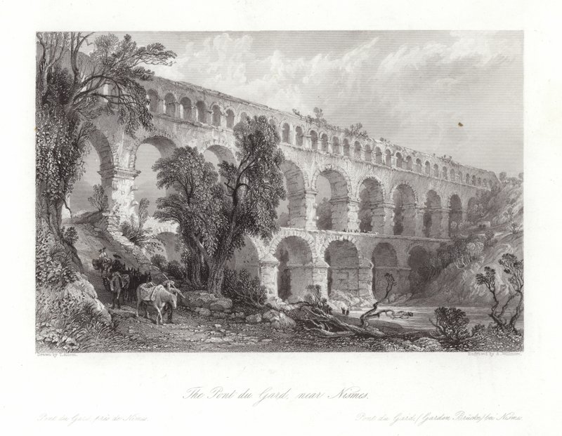 Der Pont du Gard, nahe Nîmes von Thomas Allom