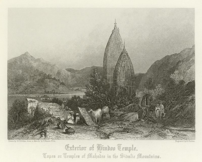 Außenansicht eines Hindu-Tempels von Thomas Colman Dibdin