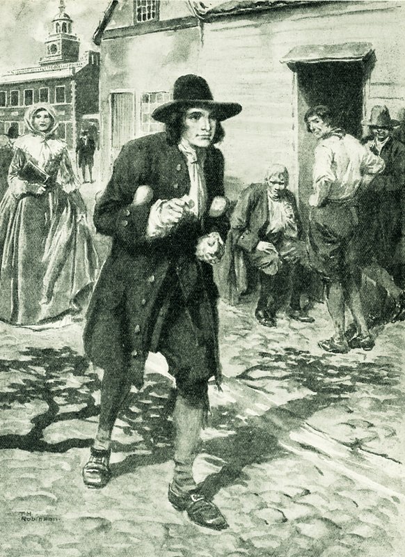 Benjamin Franklin kommt in Philadelphia an von Thomas Heath Robinson