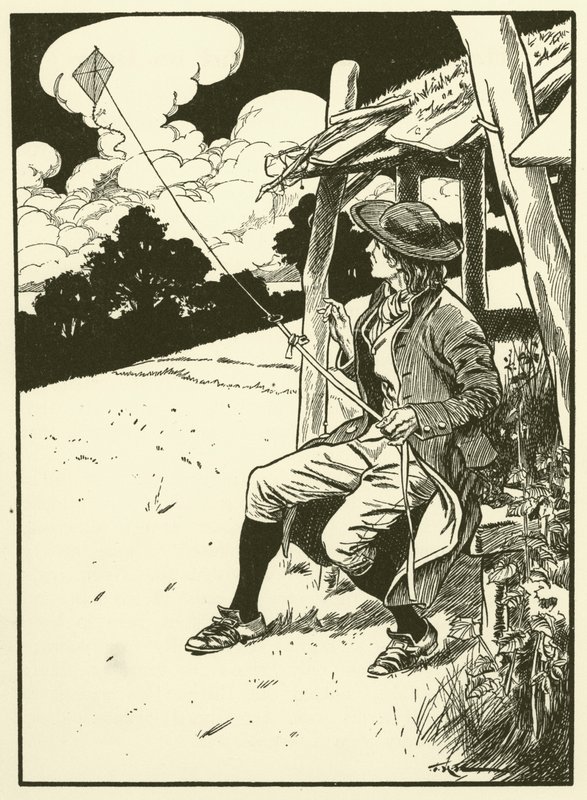 Franklin und sein Drachen (Gravur) von Thomas Heath Robinson