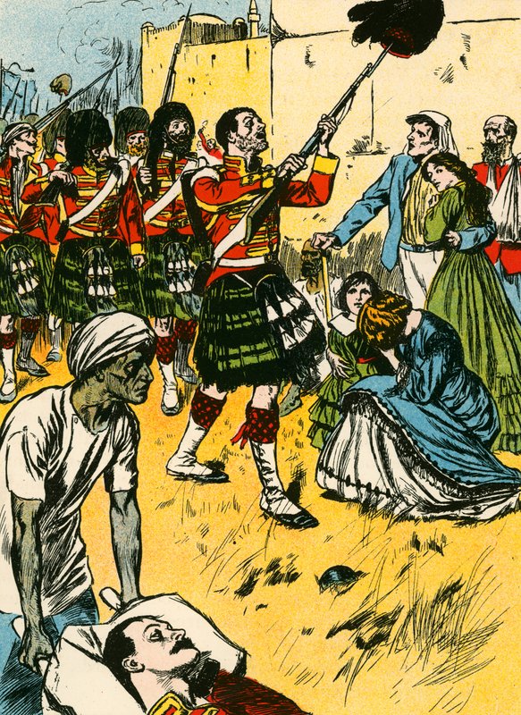 Die Highlander betreten Lucknow von Thomas Heath Robinson