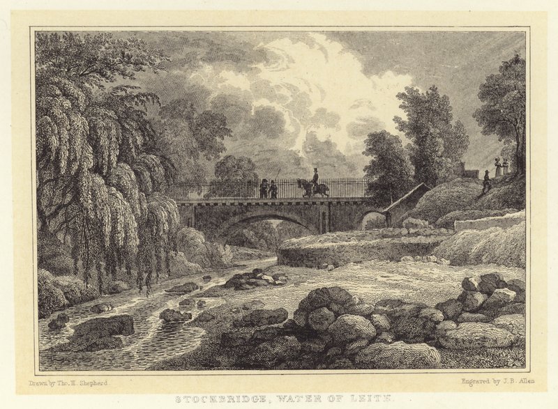 Stockbridge, Water of Leith von Thomas Hosmer (after) Shepherd