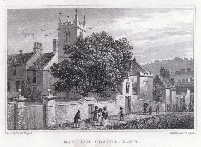 Maudlin-Kapelle, Bath (Stich) von Thomas Hosmer Shepherd