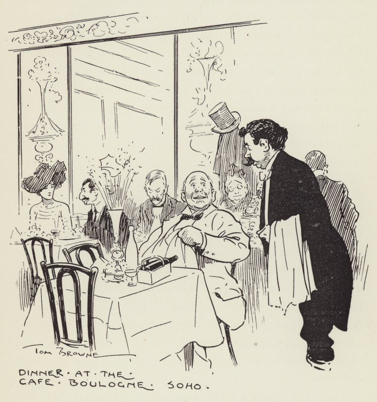 Abendessen im Café, Boulogne, Soho von Tom Browne