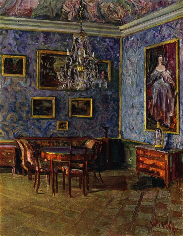 Blauer Salon im Schloss Ludwigsburg, nahe Stuttgart, Möbel der Louis XVI Periode von Unbekannt Unbekannt