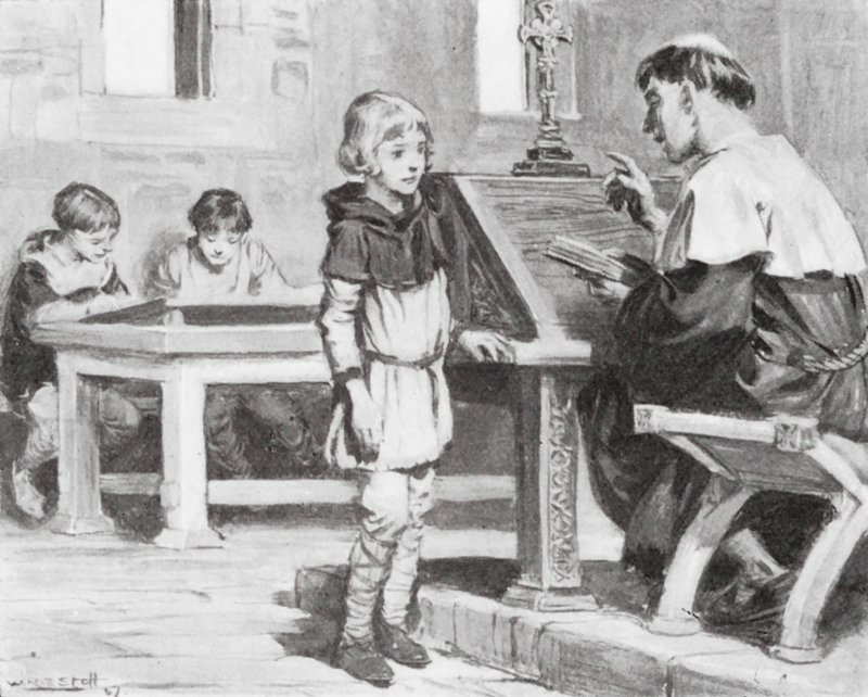 Der junge Cuthbert in der Schule von W.R.S. (after) Stott