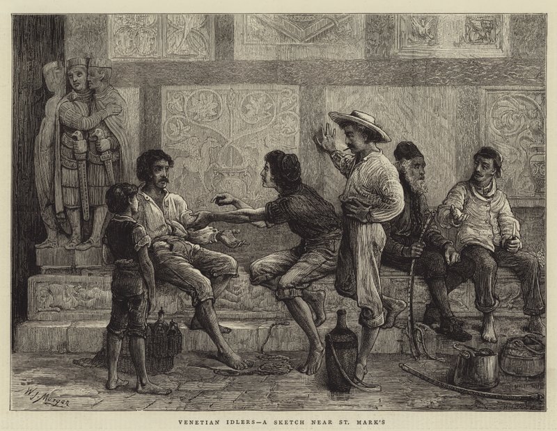 Venezianische Müßiggänger, eine Skizze in der Nähe von St. Markus von Walter Jenks Morgan