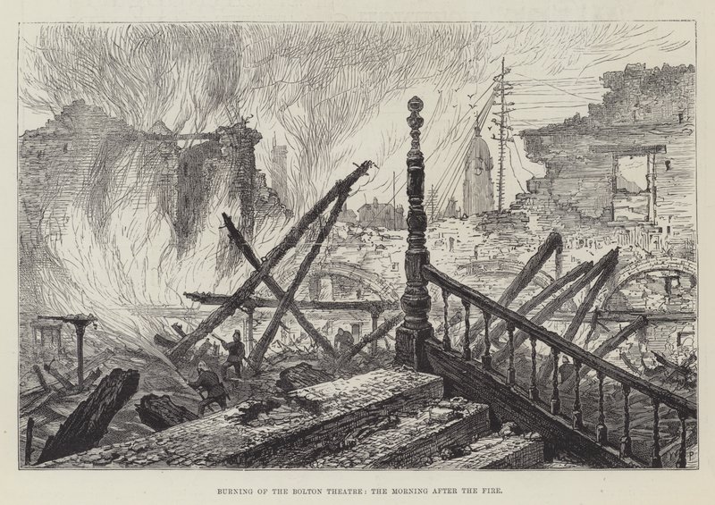 Brand des Bolton-Theaters, der Morgen nach dem Feuer von Walter Paget