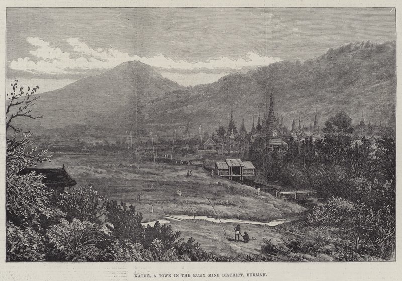 Kathe, eine Stadt im Rubinen-Minen-Distrikt, Birma von Walter Paget