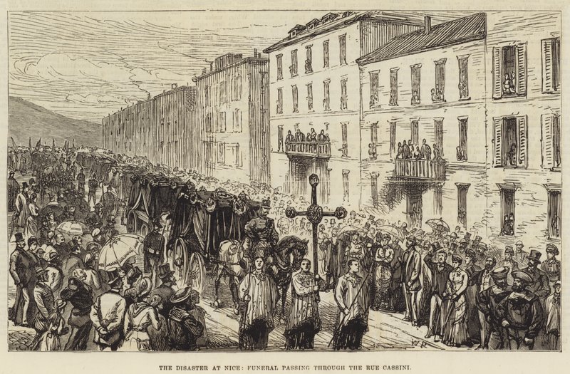 Die Katastrophe von Nizza, Beerdigung durch die Rue Cassini von Walter Paget