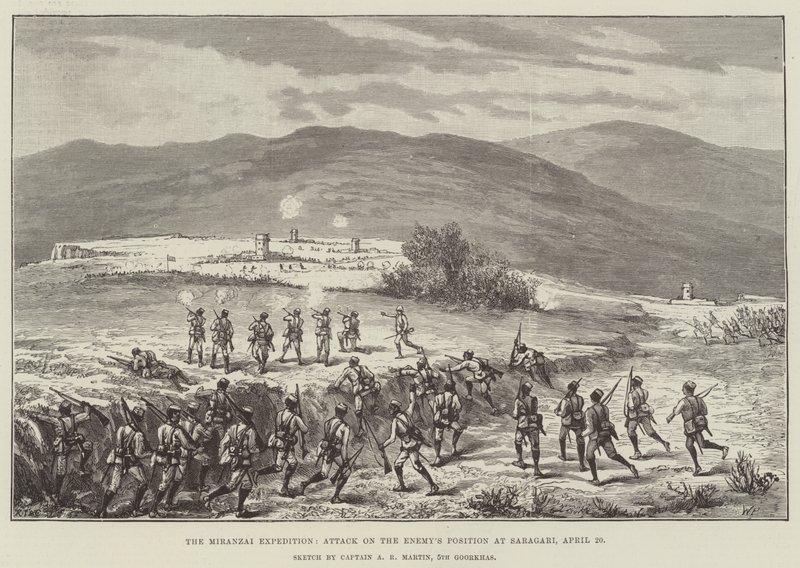 Die Miranzai-Expedition, Angriff auf die feindliche Position bei Saragari, 20. April von Walter Paget