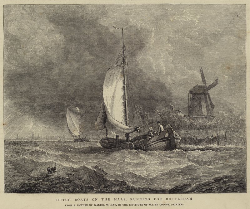 Niederländische Boote auf der Maas, auf dem Weg nach Rotterdam von Walter William May