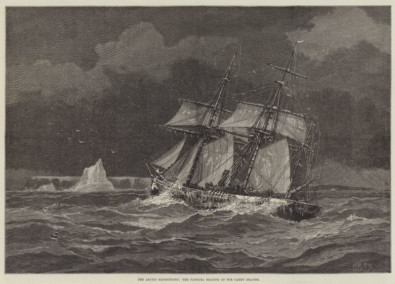 Die Arktischen Expeditionen, die Pandora steuert auf die Carey-Inseln zu von Walter William May