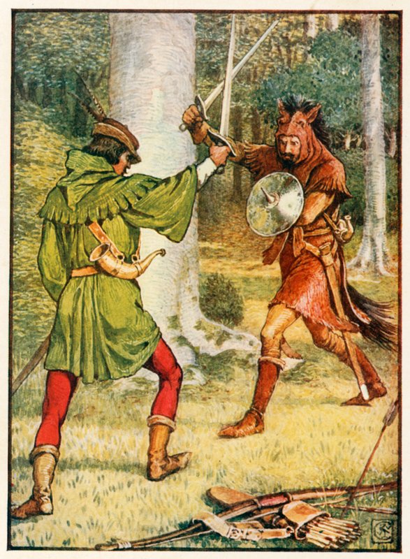 Robin Hood und Guy von Gisborne von Walter Crane