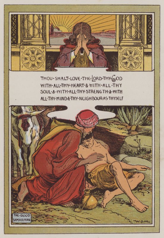 Der barmherzige Samariter (Farblithografie) von Walter Jenks Morgan