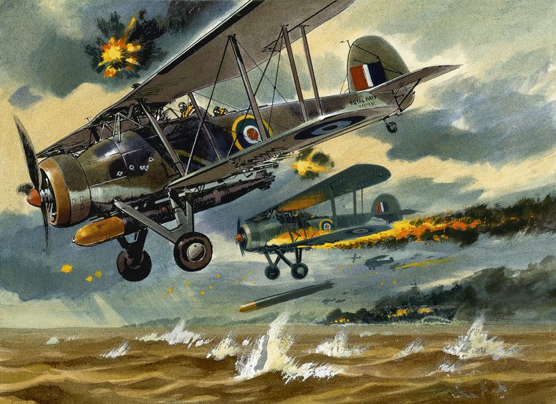 Flugzeug unter Beschuss von Wilf (20th century) Hardy