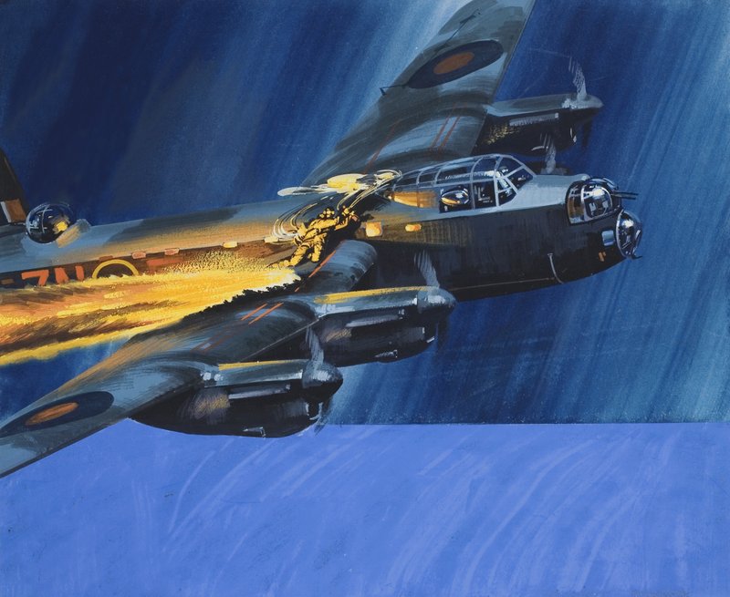 Brennendes Flugzeug von Wilf (20th century) Hardy