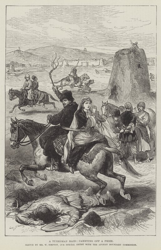 Ein Turkomanenüberfall, der eine Beute wegträgt von William Crimea Simpson