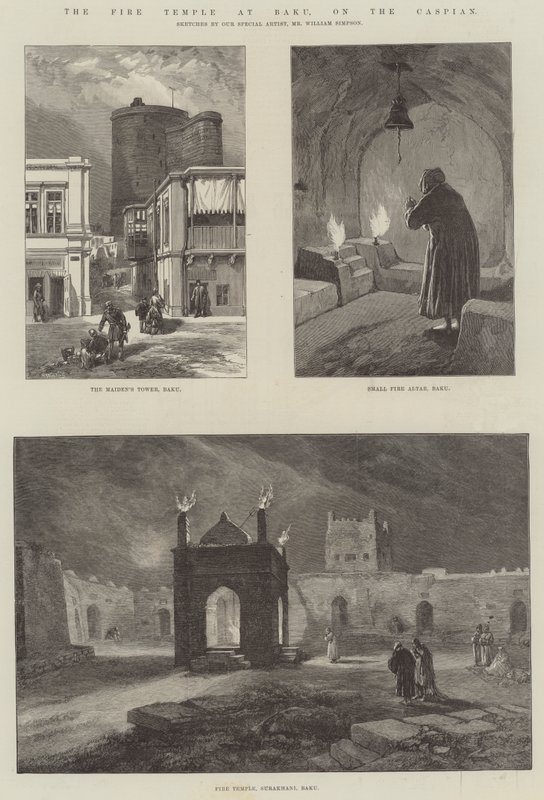 Der Feuertempel in Baku, am Kaspischen Meer von William Crimea Simpson