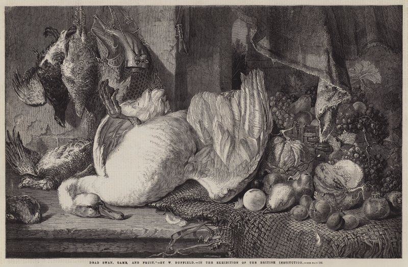 Toter Schwan, Wild und Obst von William Duffield