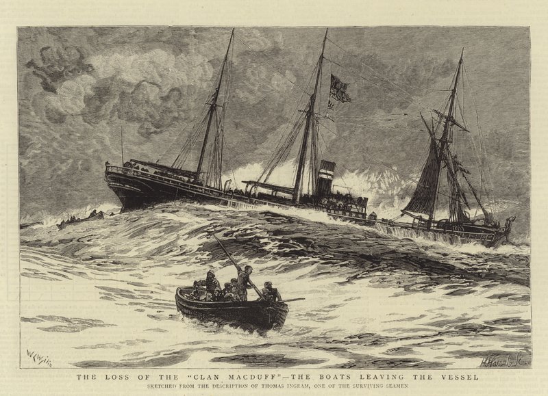 Der Verlust des Clan MacDuff, die Boote verlassen das Schiff von William Lionel Wyllie