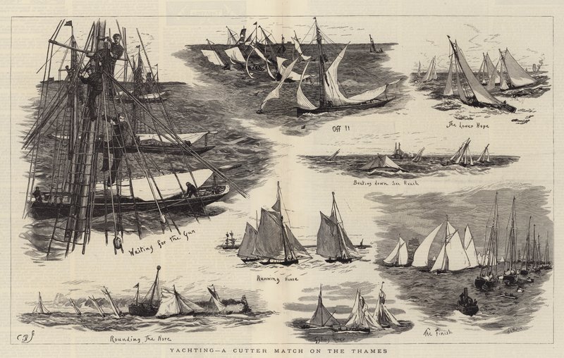 Segeln, ein Cutter-Rennen auf der Themse von William Lionel Wyllie