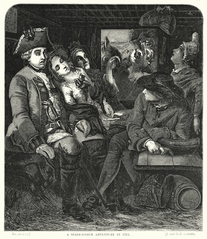 Ein Abenteuer mit der Postkutsche im Jahr 1750 von William Powell after Frith