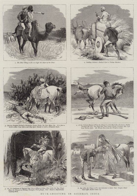Hirschjagd in Guzerat, Indien von William Ralston