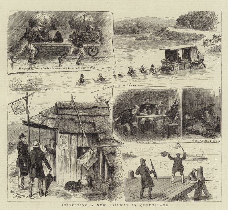 Inspektion einer neuen Eisenbahn in Queensland von William Ralston
