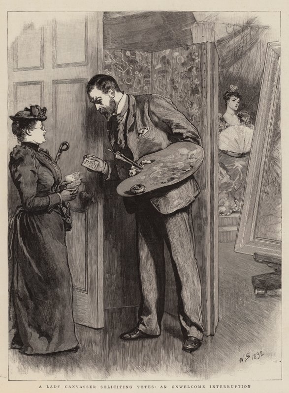 Eine Lady-Canvasserin wirbt um Stimmen, eine unerwünschte Unterbrechung von William Small