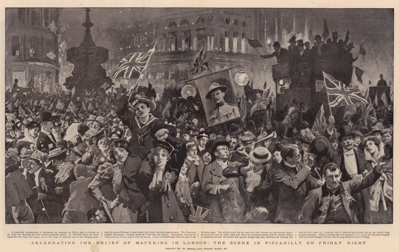 Feier zur Befreiung von Mafeking in London, die Szene in Piccadilly am Freitagabend von William Small