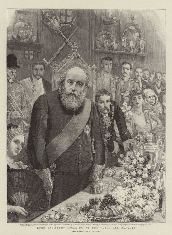 Lord Salisbury spricht beim Bankett in der Guildhall von William Small