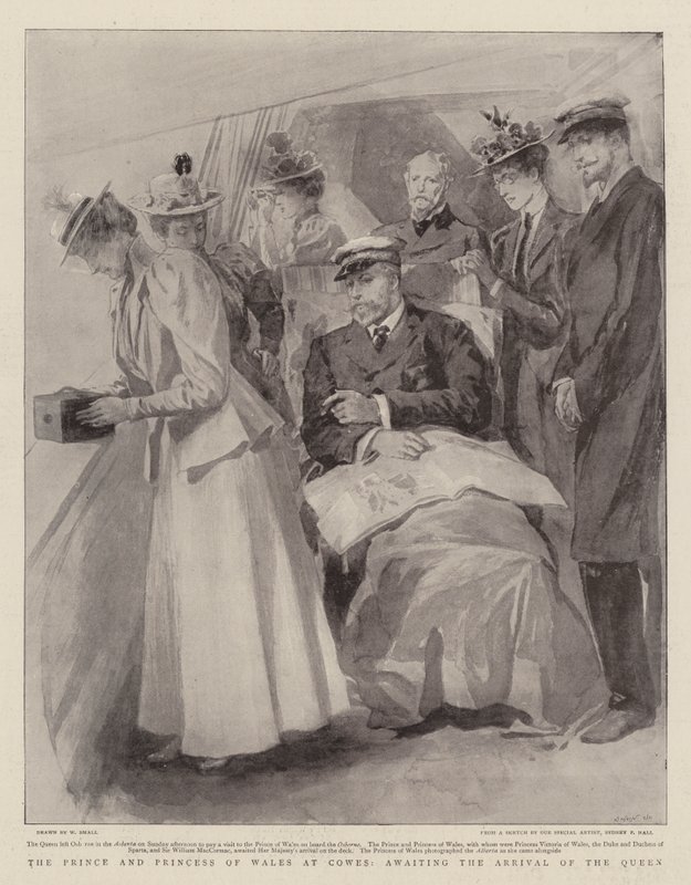 Der Prinz und die Prinzessin von Wales in Cowes, warten auf die Ankunft der Königin von William Small