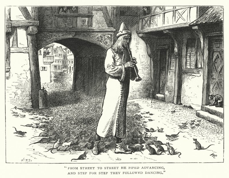 Der Rattenfänger von Hameln (Gravur) von William (after) Ralston