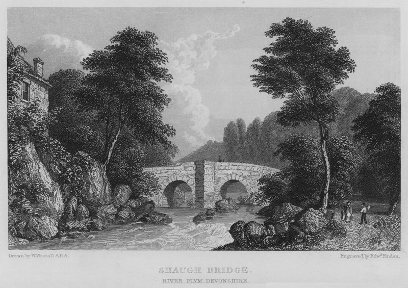 Shaugh Bridge, Fluss Plym, Devonshire von William (after) Westall