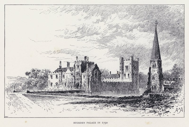 Buckden Palace im Jahr 1790 (Stich) von William Alexander Ansted