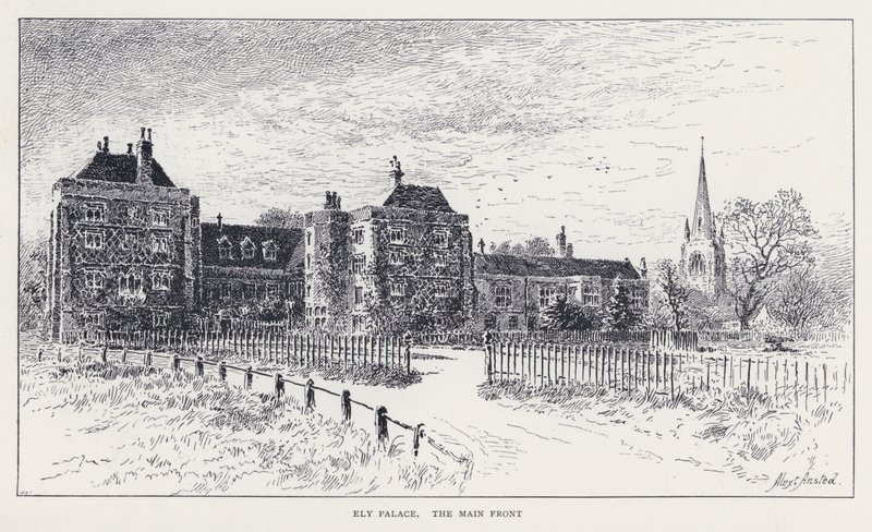 Ely Palace, Die Hauptfront (Stich) von William Alexander Ansted
