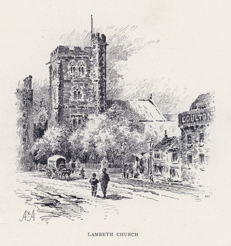 Lambeth Kirche (Stich) von William Alexander Ansted
