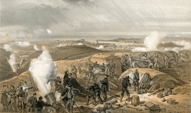 Ein heißer Tag in den Batterien von William Crimea Simpson