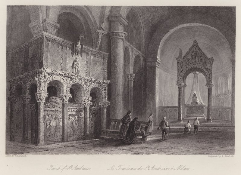 Grab von St. Ambrosius (Stich) von William H. Bartlett