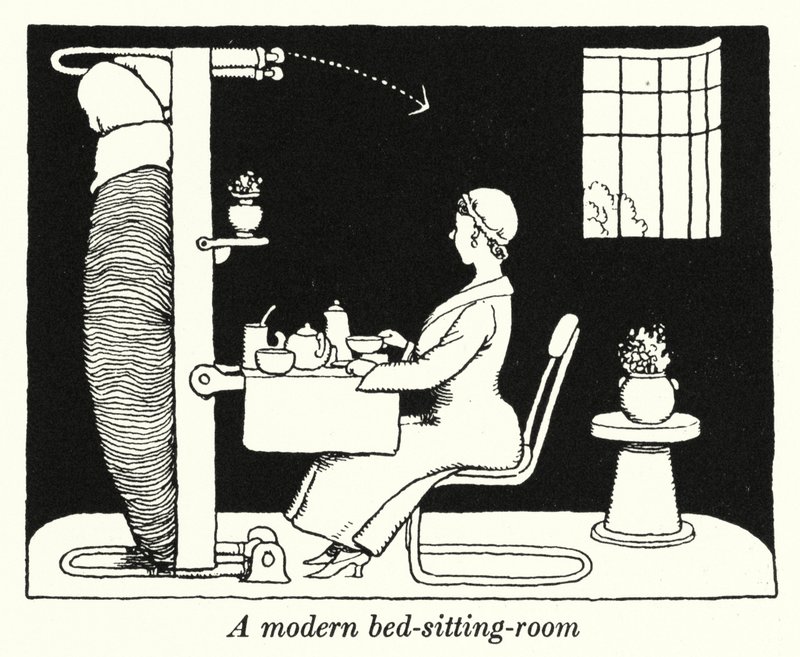 Ein modernes Wohn-Schlafzimmer von William Heath Robinson