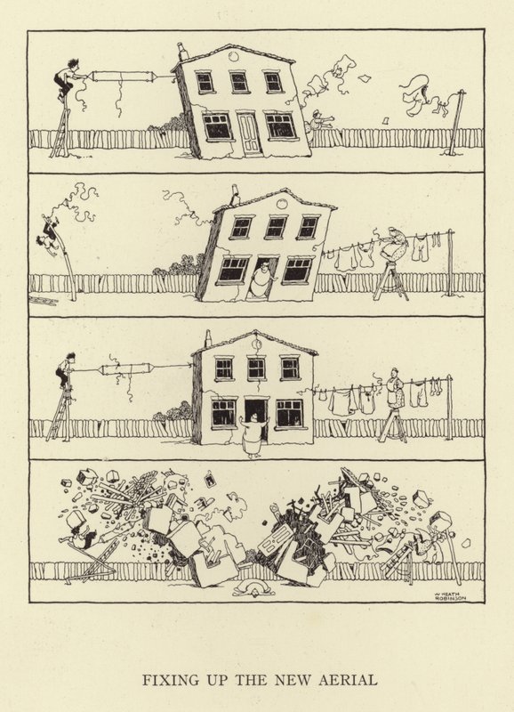 Das neue Luftkabel befestigen von William Heath Robinson